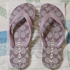 Coach Zak Signature C Logo Flip Flops LilacPurple Women's Size: 7/8